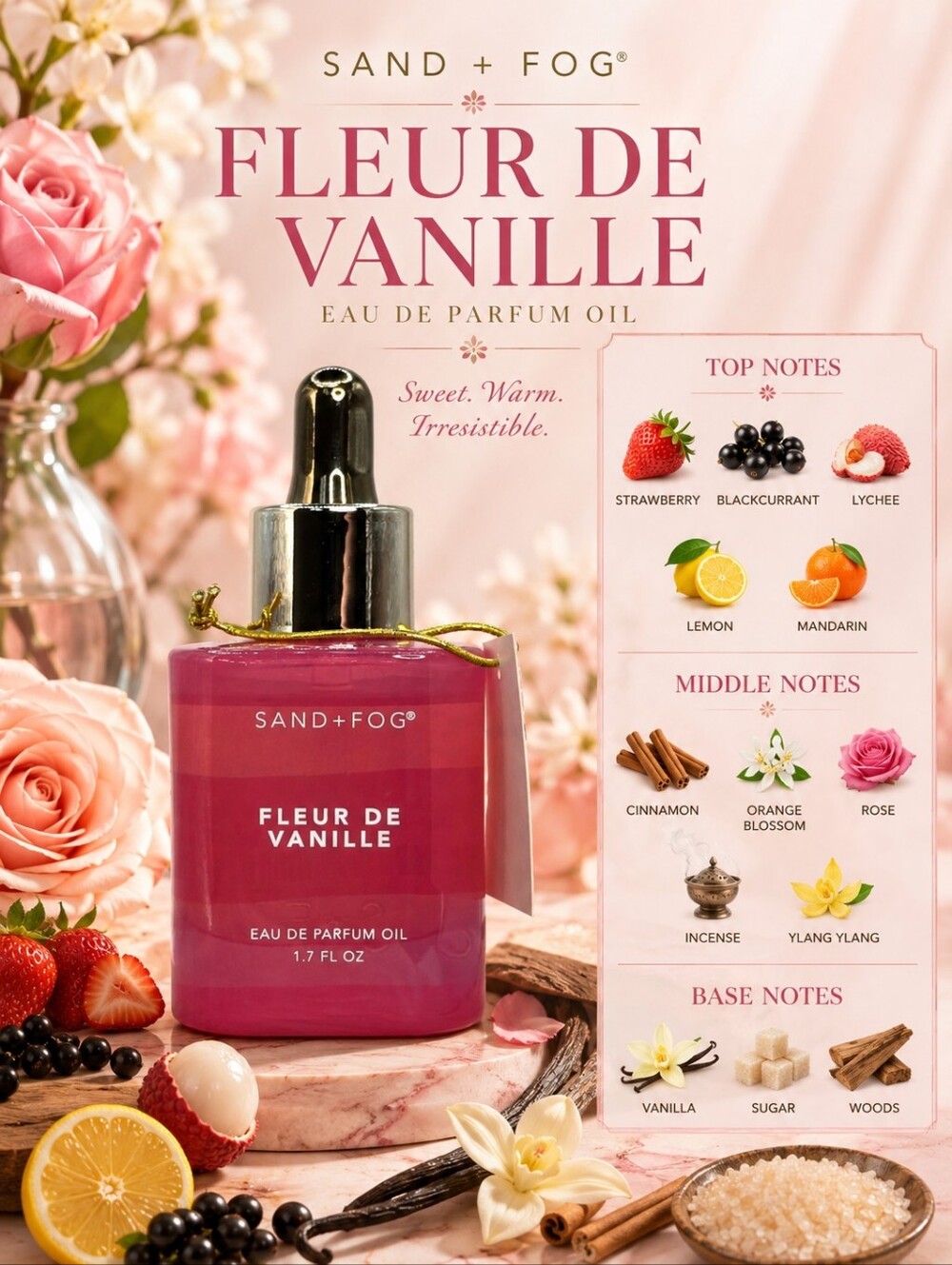 SAND+FOG Fleur De Vanille Pink Eau de Parfum Body Oil